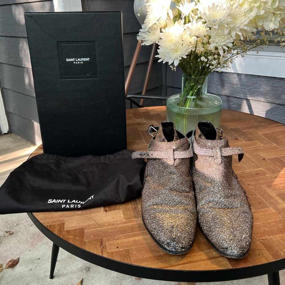 Yves Saint Laurent Connor Jodphur glitter boots